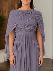 Mother of the Bride Dress Lavender Gray Blue Cape Gown