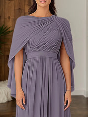Mother of the Bride Dress Lavender Gray Blue Cape Gown