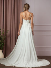 White A-Line Lace Chiffon Wedding Dress
