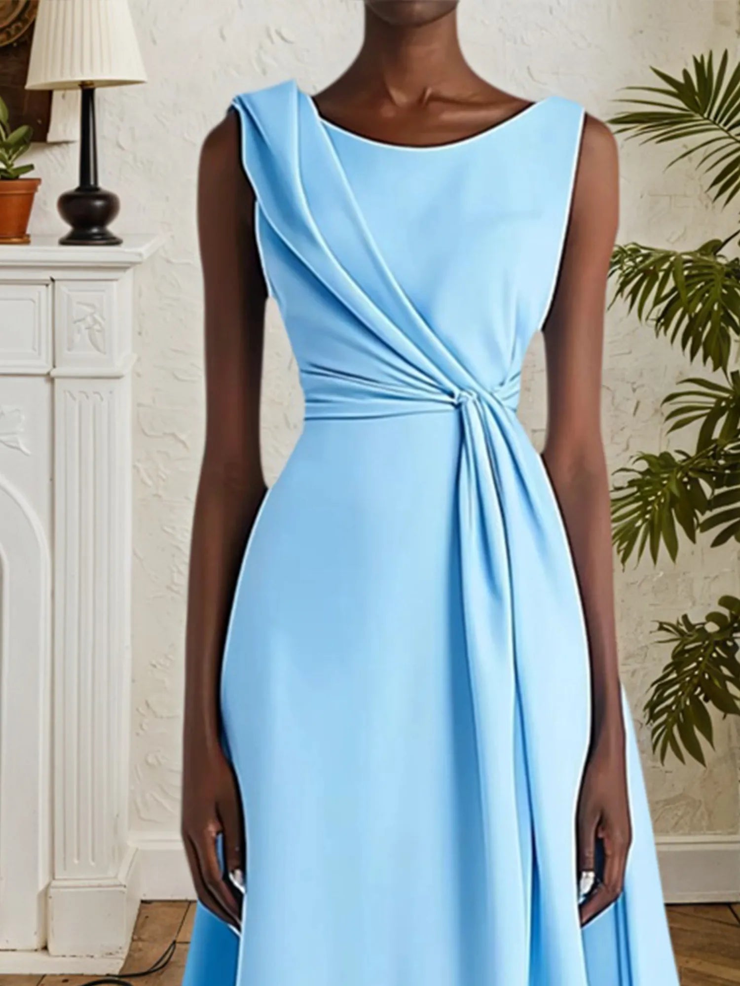 Party Dresses Cocktail Maxi Light Blue Sleeveless Dresses