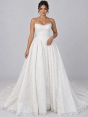 Strapless Sweetheart Lace Ball Gown Wedding Dress