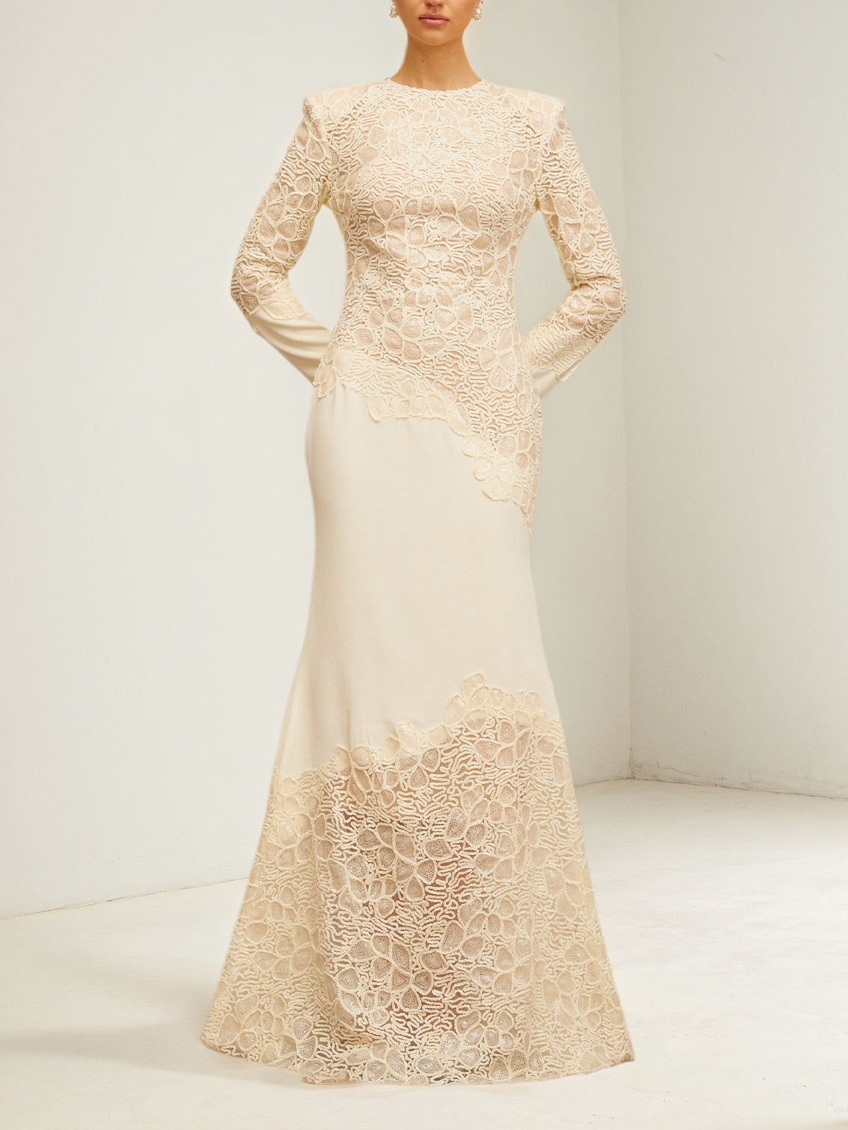 Ruskin Beige Embroidered Maxi Dress