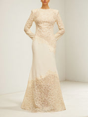 Ruskin Beige Embroidered Maxi Dress