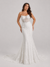 Elegant Strapless Sweetheart Lace Mermaid Wedding Dress with Chapel Train