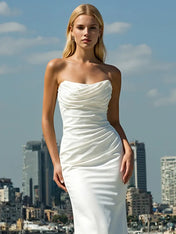This Elegant White Evening Gown Off-the-shoulder Mermaid Dress