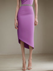Semi-Formal Party Dress Round Neck Purple Sleeveless Asymmetrical Dresses