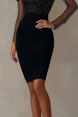 Cocktail Party Dress Off Shoulder Sequin Mesh Bodycon Mini Dress