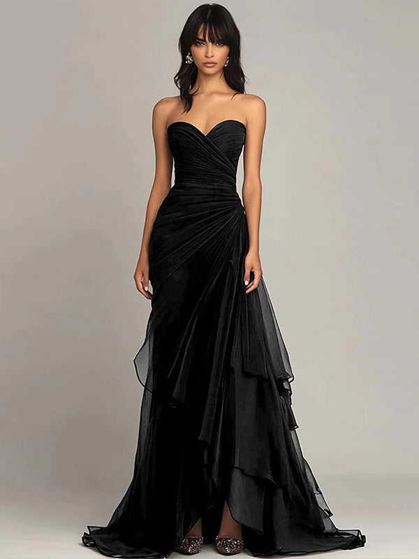 Green Mermaid Sweetheart Green Long Prom Party Dress with Ruffles