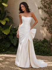 Strapless Sweetheart Mermaid Gown with Statement Bow Detail Wedding Dress