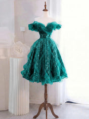 Whimsical Lavender Glitter Tulle Off-the-Shoulder Mini Homecoming Dress