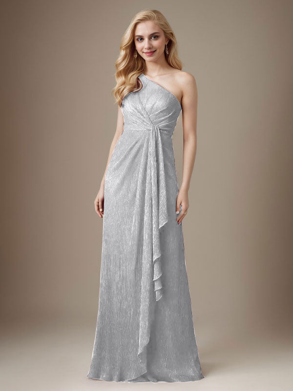 Robe fourreau Ruby asymétrique en maille métallisée pour mère de la mariée