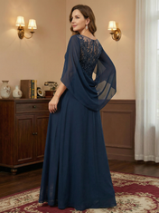 A-Line/Princess Scoop Floor-Length Mother of the Bride Dresses with Pleated & Sequins