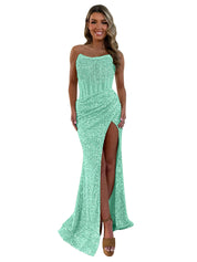 Gorgeous Sparkly Strapless Long Mermaid Prom Dress with Slit