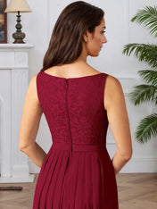 A-Line Square Neckline Lace Chiffon Mother of the Bride Dress