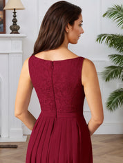 A-Line Square Neckline Lace Chiffon Mother of the Bride Dress