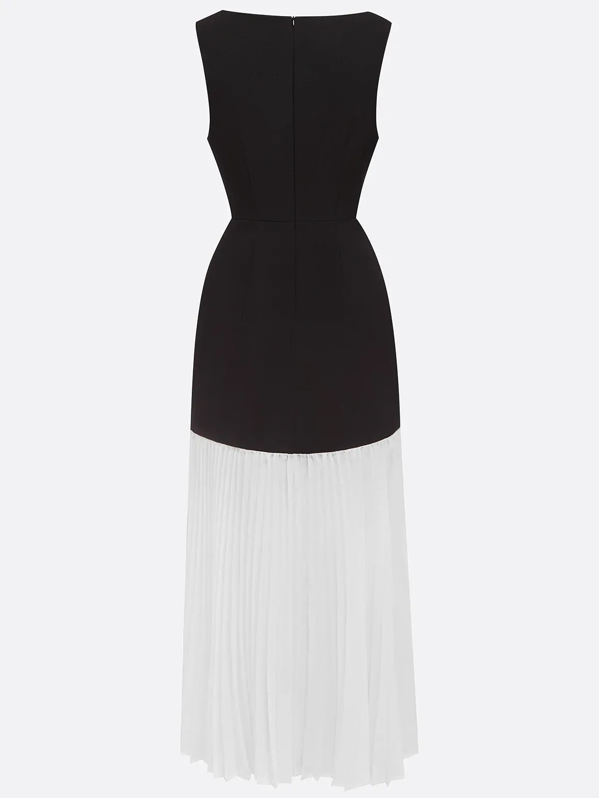 Black Pleated 3D Floral Classic V Neck Sleeveless Mermaid Maxi Dress