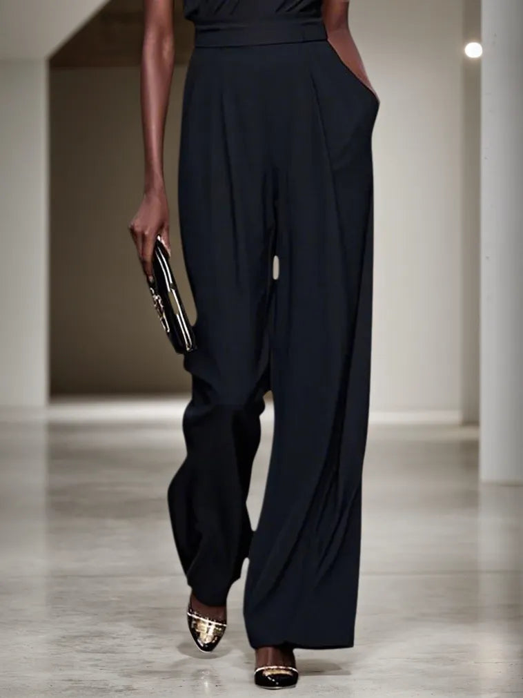 Black 3D Floral One Shoulder H-Line Jumpsuit