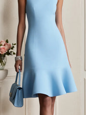 Light Blue Rhinestone Classic Crew Neck Sleeveless A-Line Mini Homecoming Dress