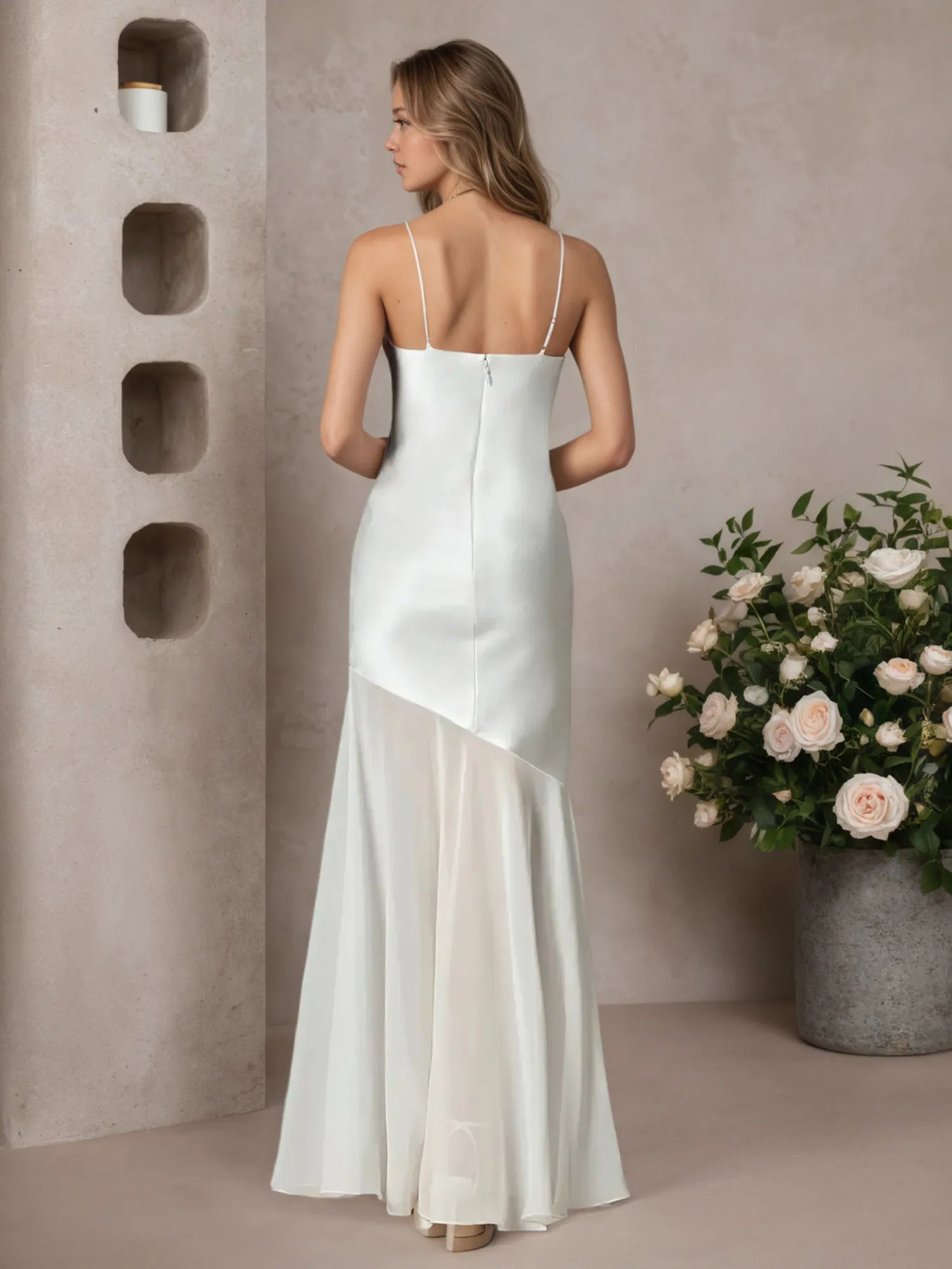 White Mermaid Satin Wedding Dress