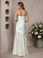 White Mermaid Satin Wedding Dress