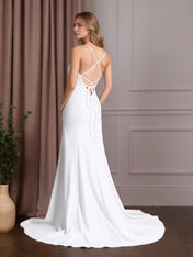 White Mermaid Stretch Crepe Wedding Dress
