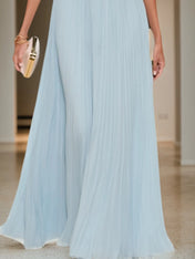 Wedding Guest Dress Blue Wide Strape Sleeveless Maxi Dress