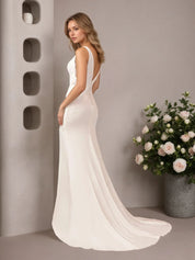 White Mermaid Lace Satin Wedding Dress