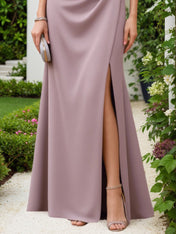 Formal Wedding Guest Dress Purple Off Shoulder Maxi Dress