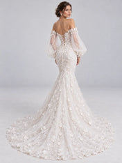 Off-The-Shoulder Sweetheart 3D Floral Applique Mermaid Wedding Dress