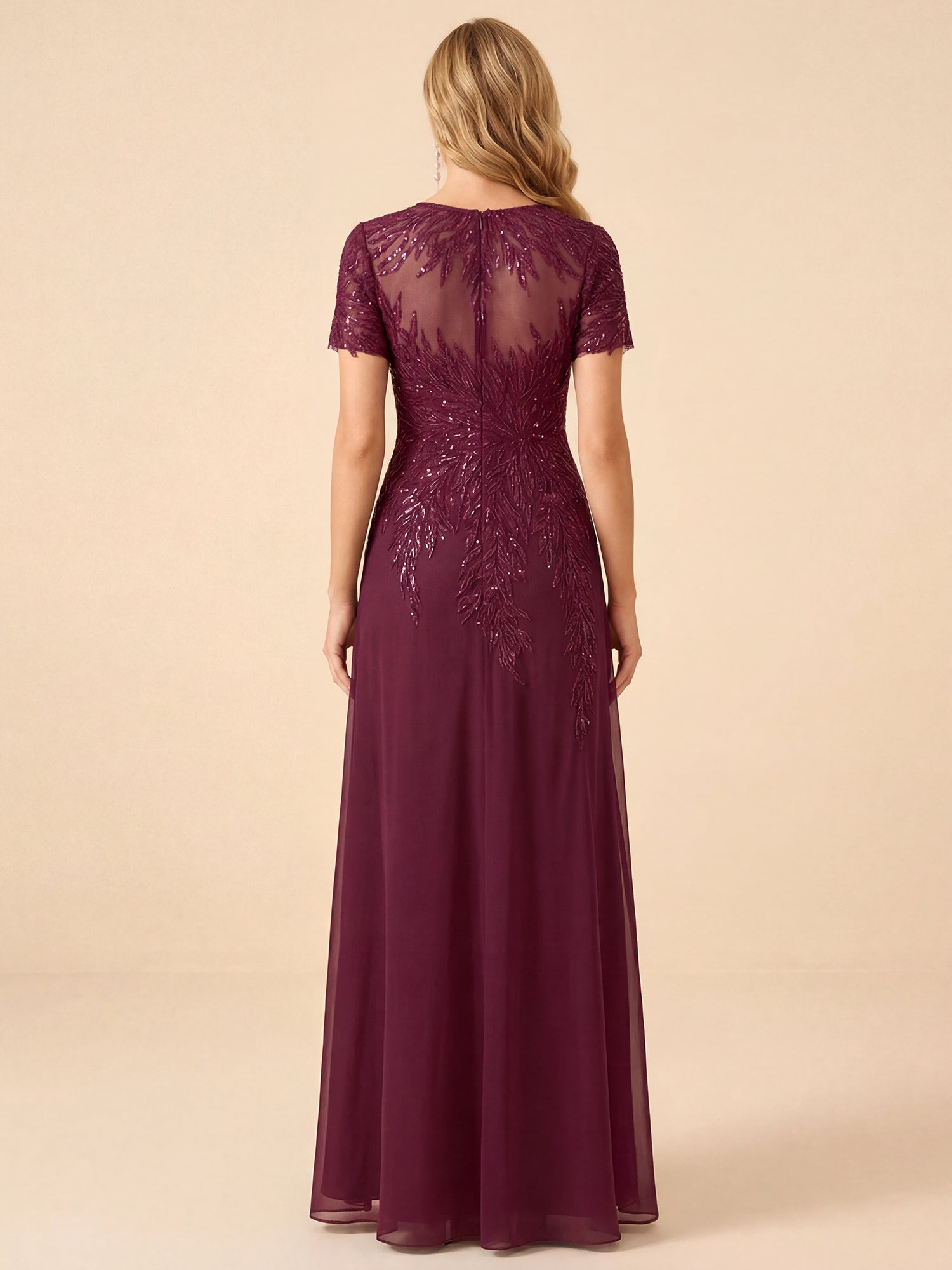 Elegant Short Sleeve Embroidery Mother of the Bride Dress