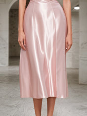 Corset Dress Pink Spaghetti Strap Satin Midi Dress