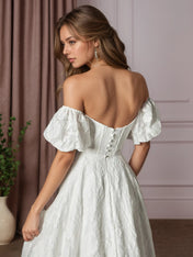 White Ball-Gown Sweetheart Neckline Floral Burnout Jacquard Wedding Dress