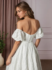 White Ball-Gown Sweetheart Neckline Floral Burnout Jacquard Wedding Dress