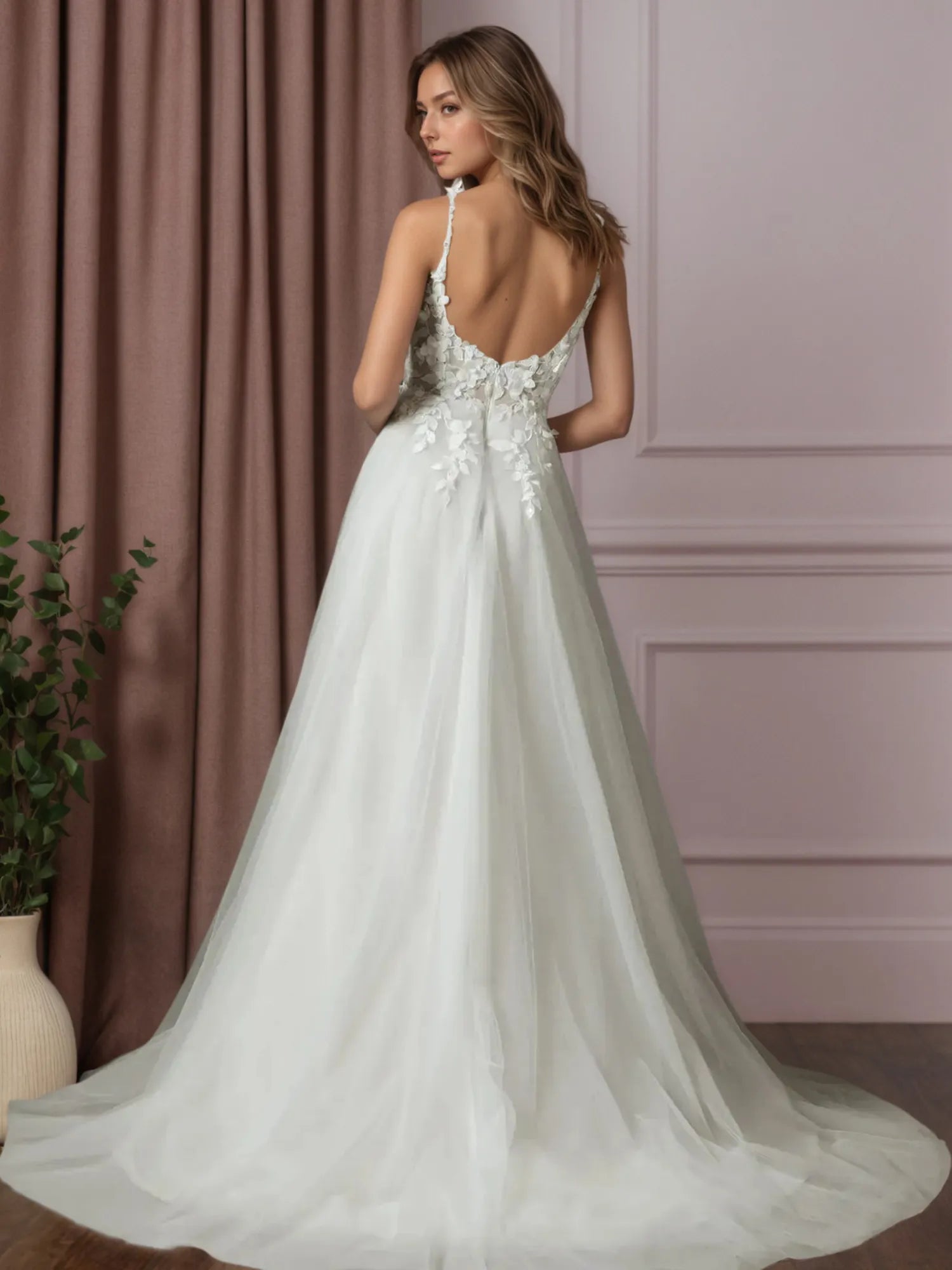 White Ball-Gown Lace Wedding Dress