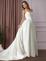 White Ball-Gown with Pockets Double Faced Satin Wedding Dress