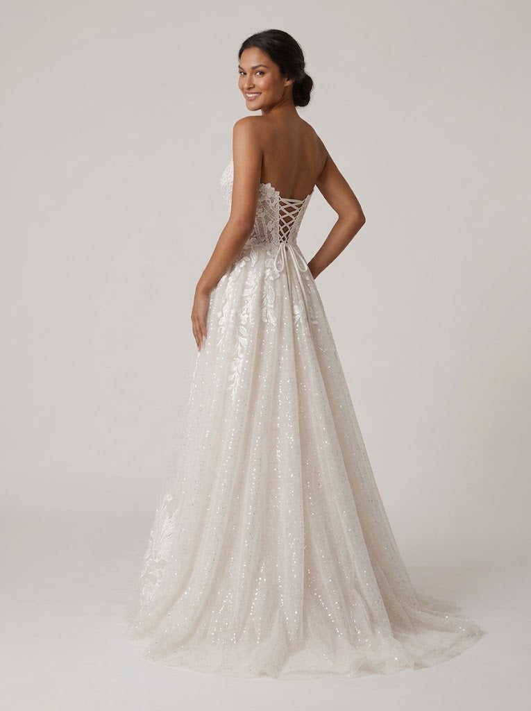Strapless Sweetheart Sparkly Tulle A-Line Wedding Dress