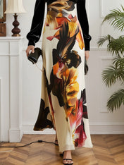 Black Ruched Split Joint Classic Sweetheart Neckline Long Sleeve Balloon Sleeve A-Line Maxi Dress