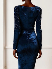 Royal Blue Mermaid Velvet Long Holiday Party Dress