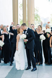 Black Mermaid Off-Shoulder Side Slit V-Neck Chiffon Long Bridesmaid Dress