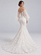 Off-The-Shoulder Sweetheart 3D Floral Applique Mermaid Wedding Dress