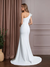 Mermaid One Shoulder Stretch Crepe Wedding Dress