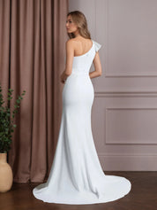 Mermaid One Shoulder Stretch Crepe Wedding Dress