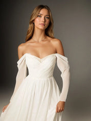 A-Line Sweetheart Lace Chiffon Wedding Dress