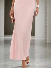 Formal Wedding Guest Dress Pink Strapless Sleeveless Maxi Dress