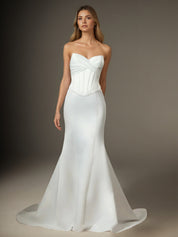 White Mermaid Strapless Satin Wedding Dress