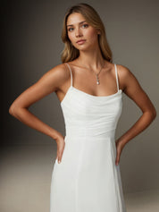 White A-Line Strapless Chiffon Wedding Dress