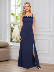 Sheath/Column Square Neck Floor-Length Mother of the Bride Dress With Pleated