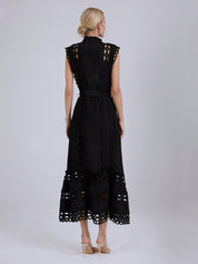 Kennedi Black Sleeveless Hollow Maxi Dress