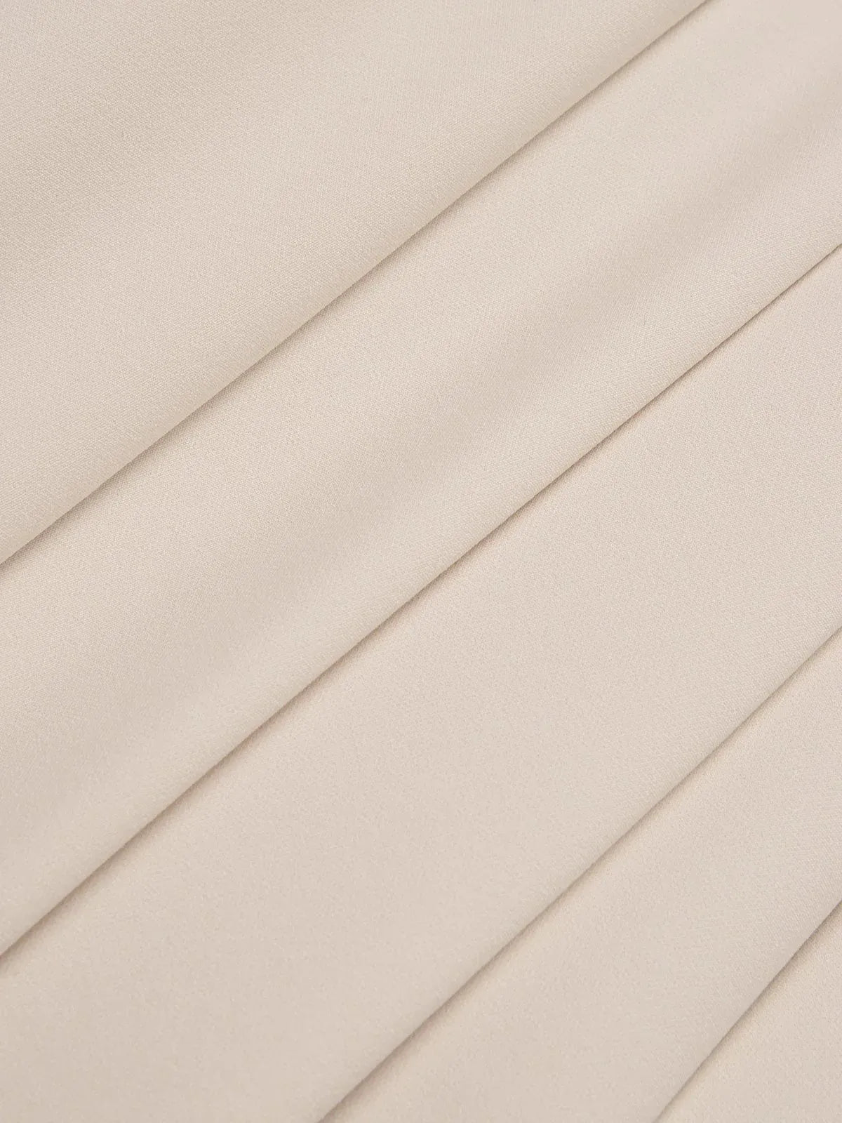 Off White Pleated Ruched Three Quarter Sleeve A-Line Maxi Dress