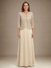 Glitter Lace & Satin Skirt Jacket Dress with Open Jacket